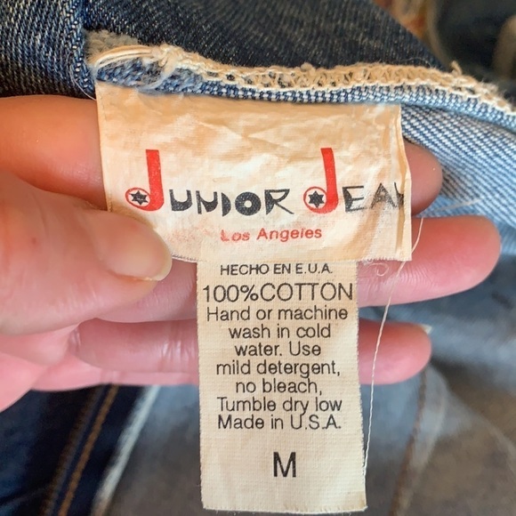 Vintage🧚♀️Junior Jean Los Angeles Gold Studded Denim Button Up Dress Size M - Picture 11 of 16